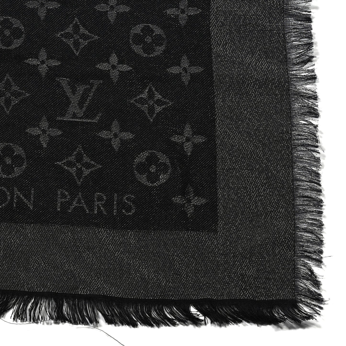 Silk Lurex Wool Monogram Shine Shawl Black