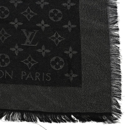 Louis Vuitton Silk Lurex Wool Monogram Shine Shawl Black 4 of 8