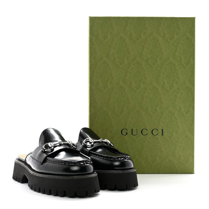 Gucci Magnum Calfskin Womens Horsebit Platform Mules 38.5 Black 11 of 11