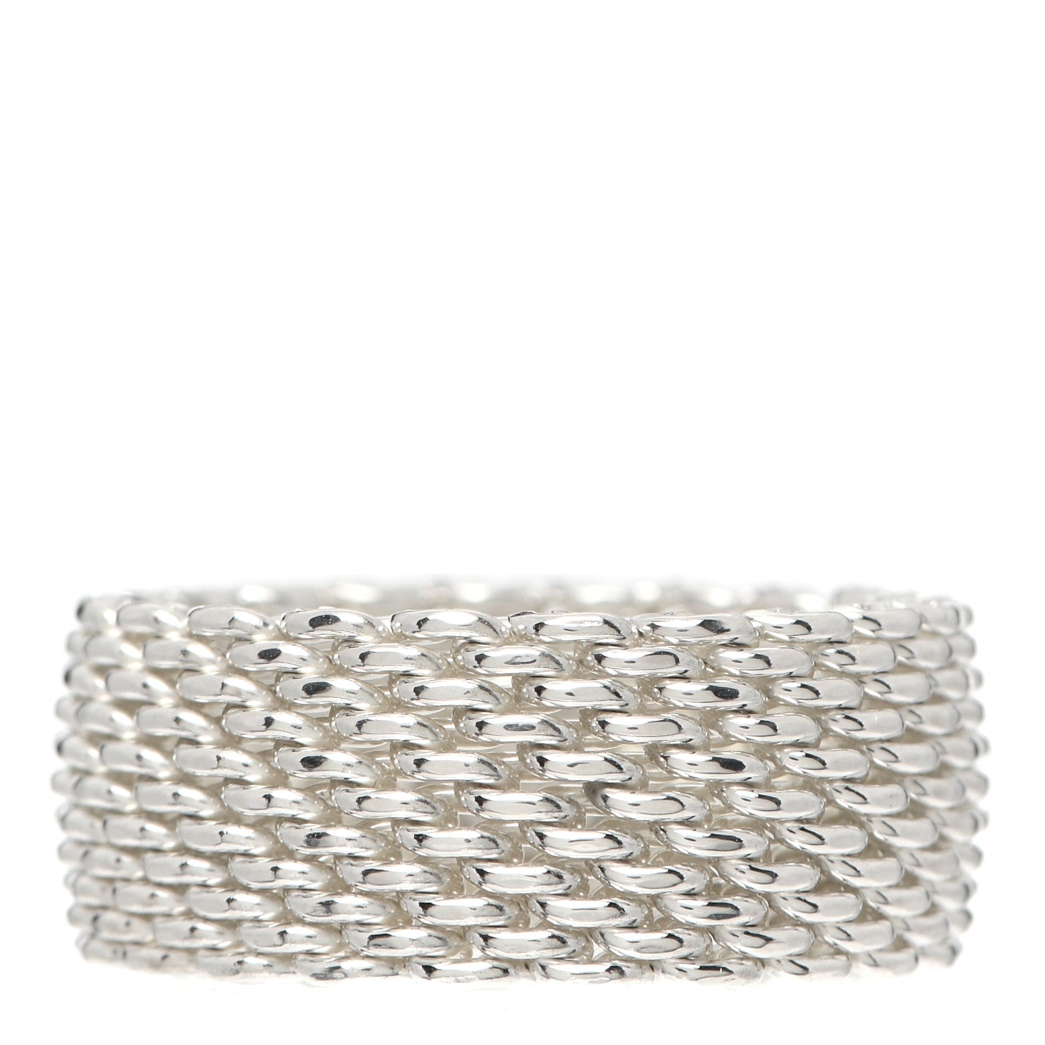 Tiffany Sterling Silver Somerset Mesh Ring 58 8.5 1 of 4