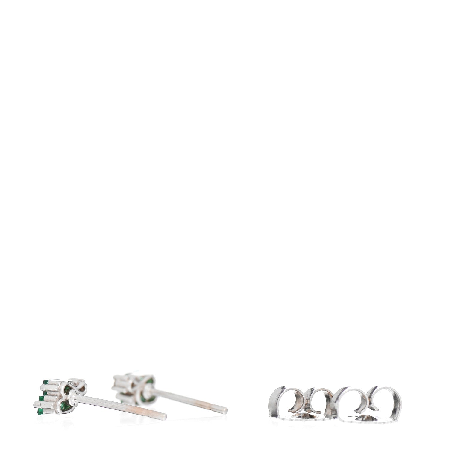 Suzanne Kalan 18K White Gold Diamond Emerald Layered Stud Earrings 5 of 10