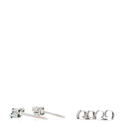 Suzanne Kalan 18K White Gold Diamond Emerald Layered Stud Earrings 5 of 10