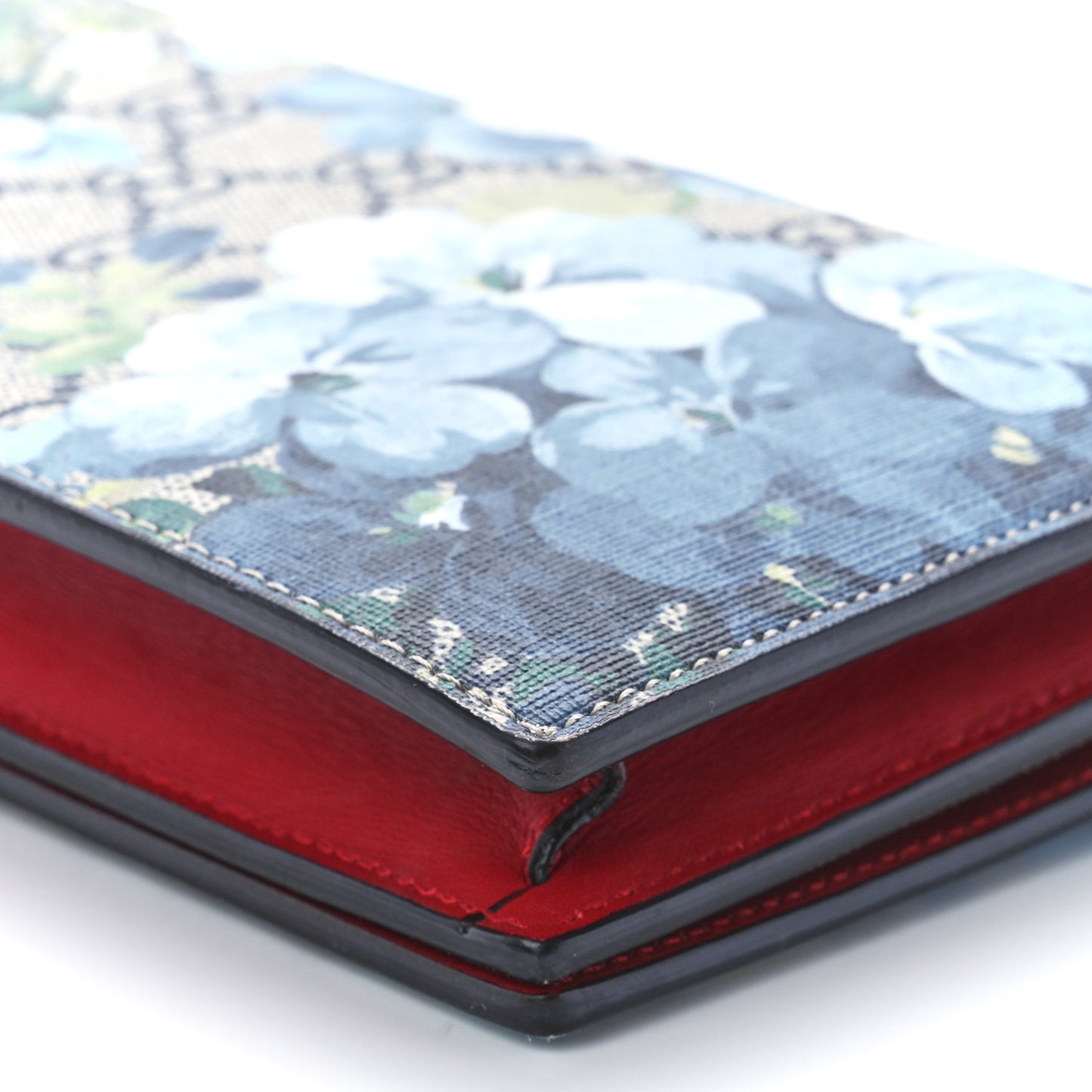 GG Supreme Monogram Blooms Chain Wallet Blue