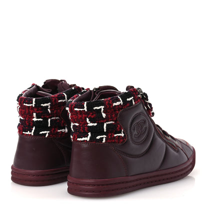 Chanel Lambskin Zipped Chain CC Sneakers 38.5 Burgundy 5 of 10