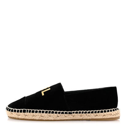 Chanel Velvet Logo Espadrilles 37 Black 1 of 9