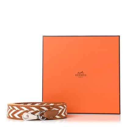 Hermes Toile Swift 25mm Sangle ZigZag Shoulder Strap Gold White 5 of 5
