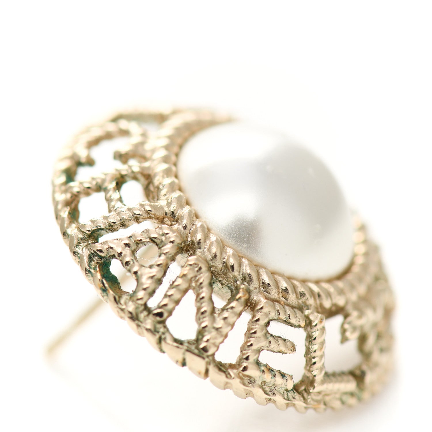 Chanel Pearl CC Round Rope Logo Earrings Gold 5 of 5