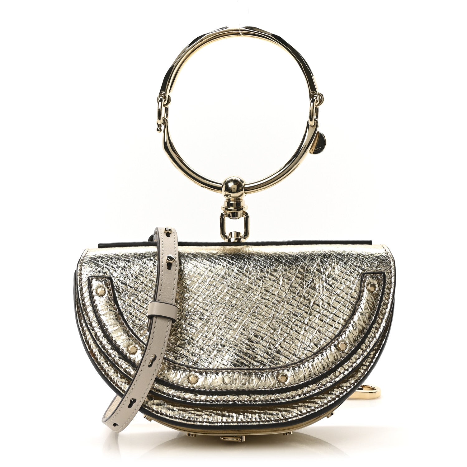Chloe Metallic Calfskin Small Nile Bracelet Minaudiere Bag Gold 1 of 10