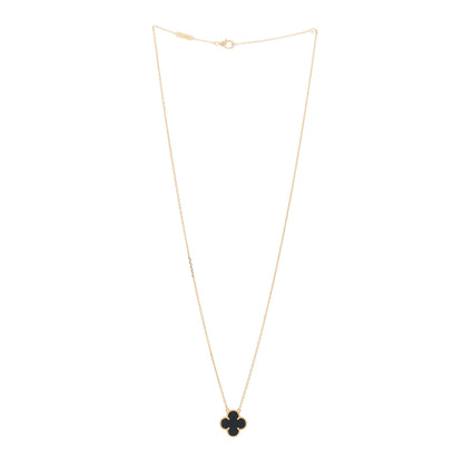 Van Cleef & Arpels 18K Yellow Gold Black Onyx Vintage Alhambra Pendant Necklace 2 of 5