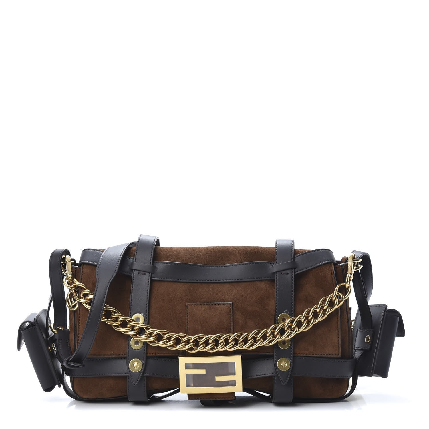 Fendi Suede Large Cage Baguette Marrone Ebano 1 of 10