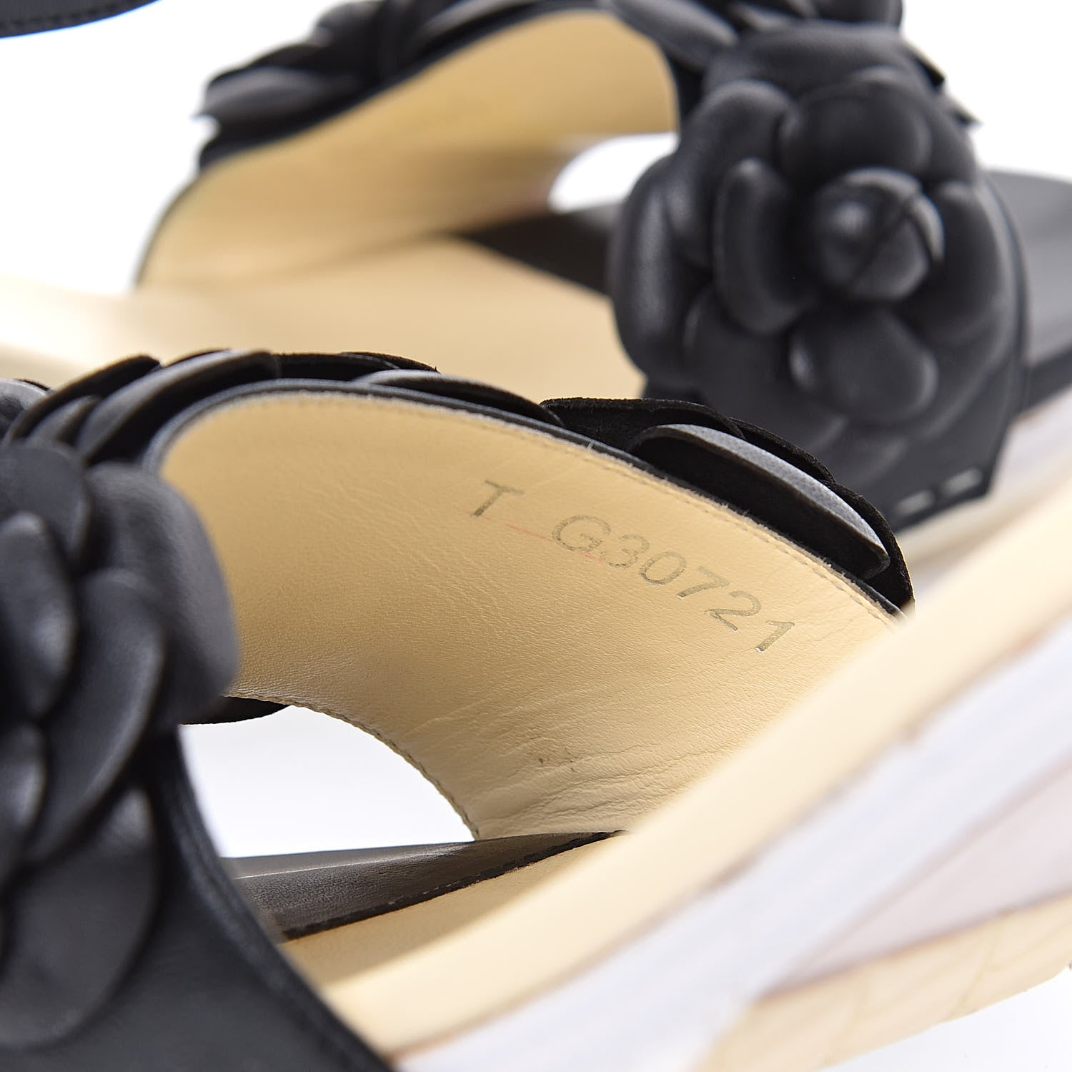 Chanel Calfskin Camellia Sandals 39 Black 10 of 11