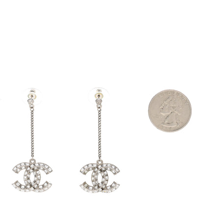 Chanel Baguette Crystal CC Drop Earrings Silver 2 of 5