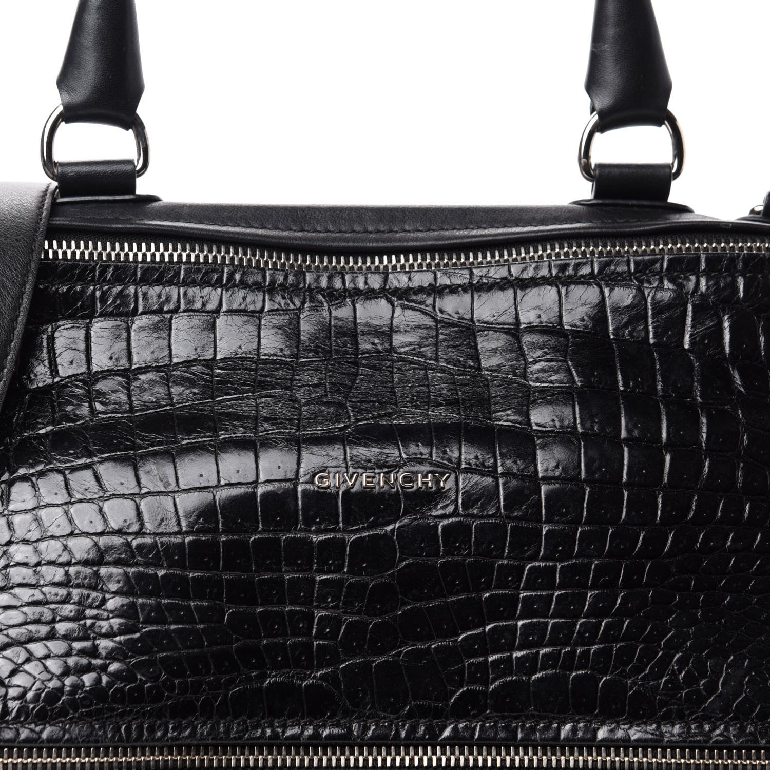 Givenchy Smooth Calfskin Crocodile Embossed Medium Pandora Black 10 of 10