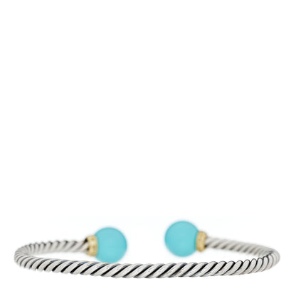 David Yurman Sterling Silver 14K Yellow Gold Diamond Turquoise 9mm Solari Bracelet 2 of 4