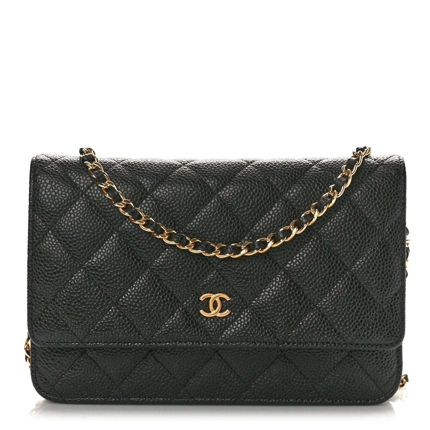 Caviar Quilted Wallet on Chain WOC Black