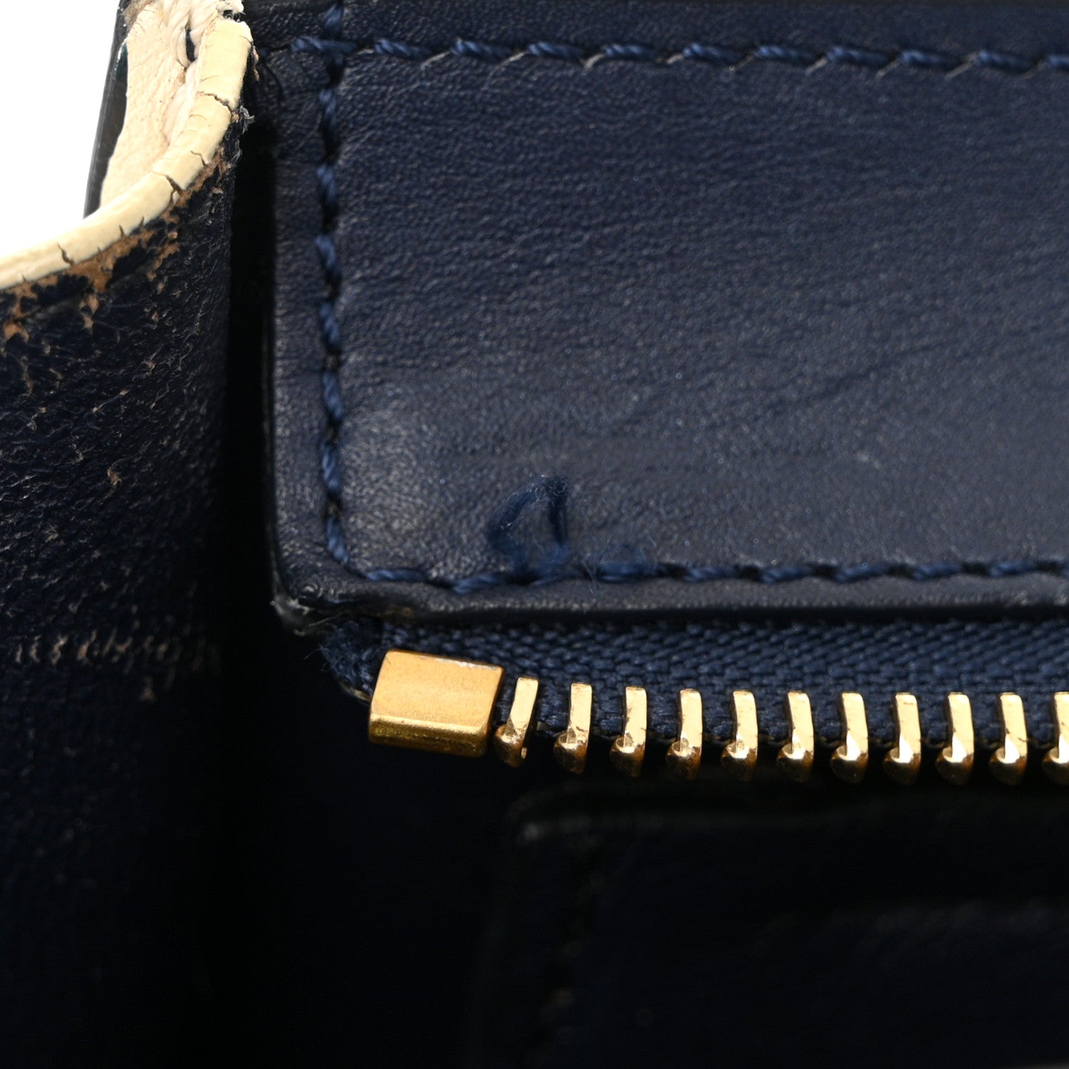 Celine Snakeskin Calfskin Medium Trapeze Natural Navy Blue 11 of 17