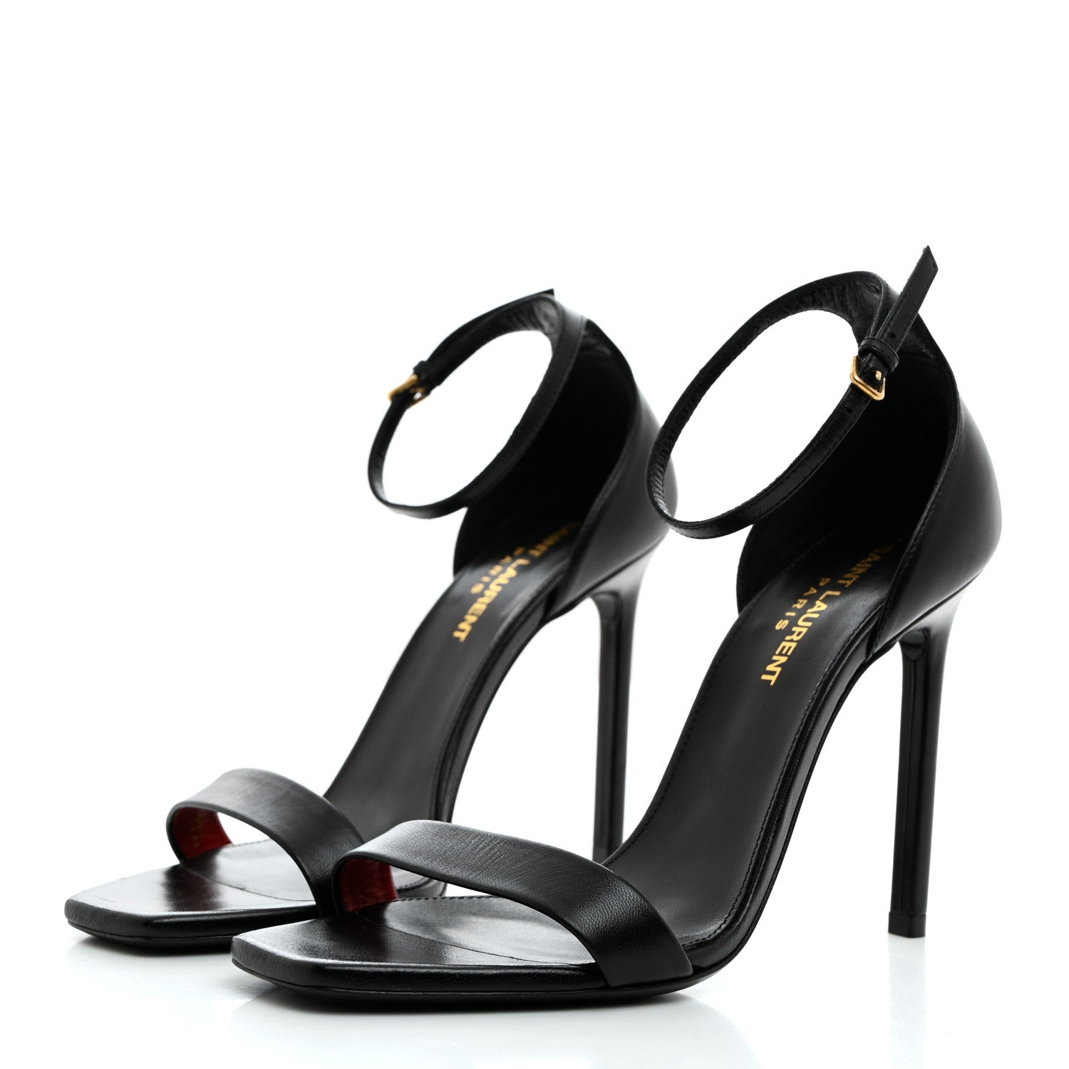Saint Laurent Calfskin Amber 105 Ankle Strap Sandals 37.5 Black 3 of 8