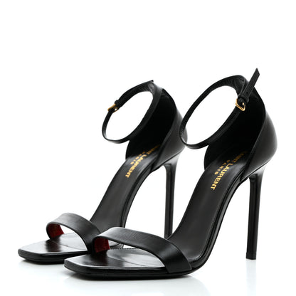 Saint Laurent Calfskin Amber 105 Ankle Strap Sandals 37.5 Black 3 of 8