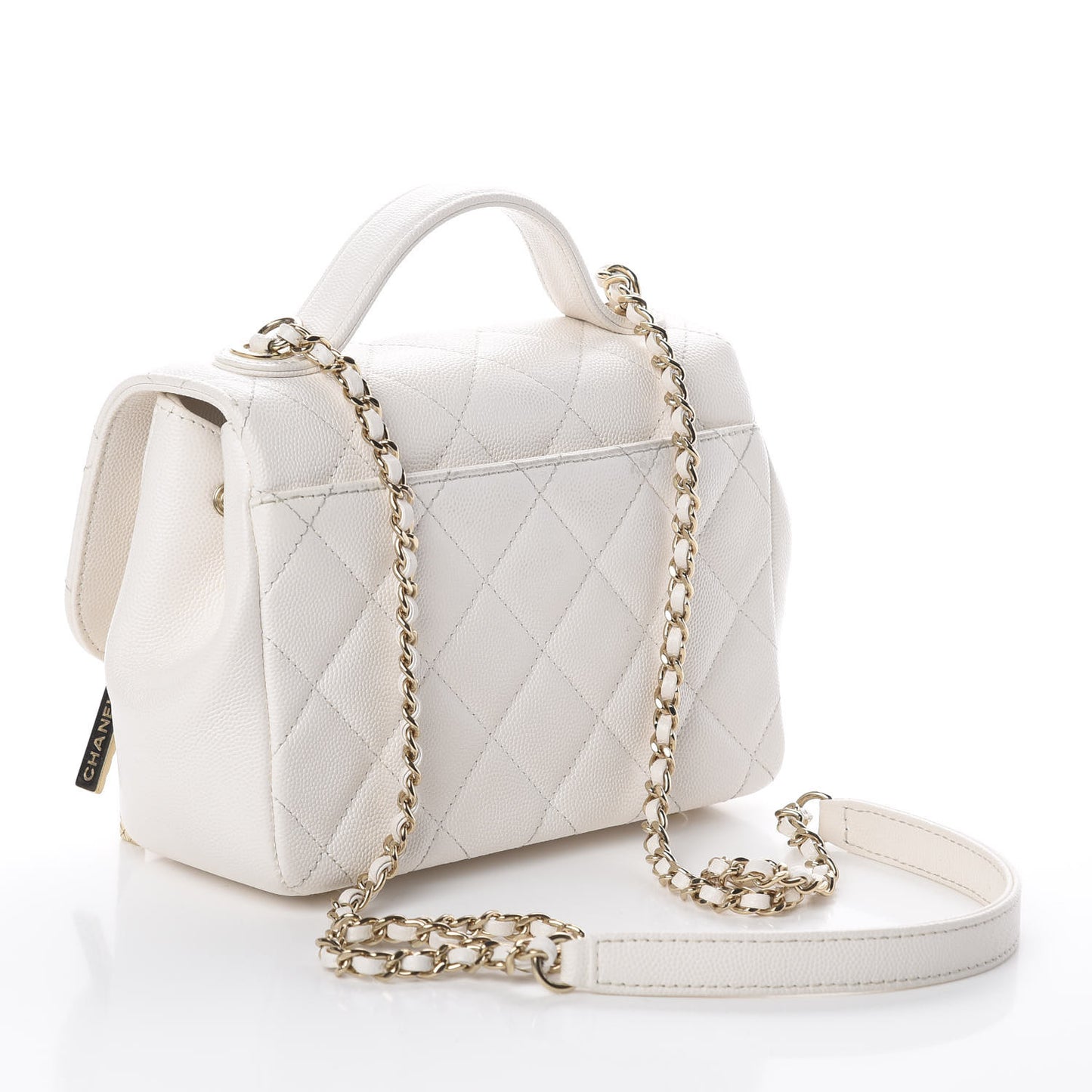 Caviar Quilted Mini Business Affinity Flap White
