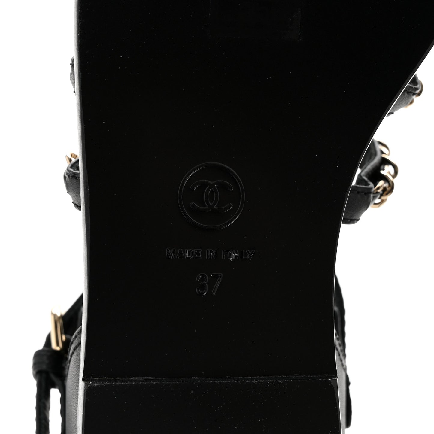 Calfskin Multi Chain CC Sandals 37 Black 37 Black