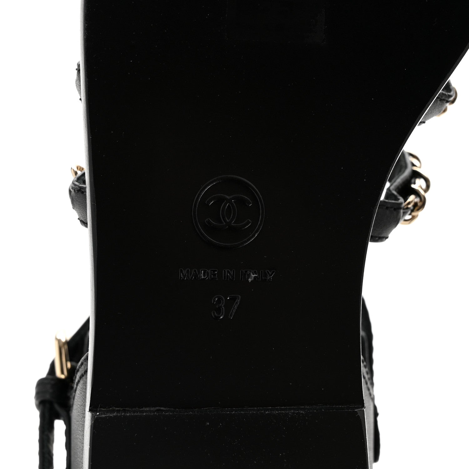 Chanel Calfskin Multi Chain CC Sandals 37 Black 37 Black 7 of 10