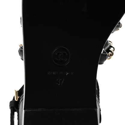 Chanel Calfskin Multi Chain CC Sandals 37 Black 37 Black 7 of 10