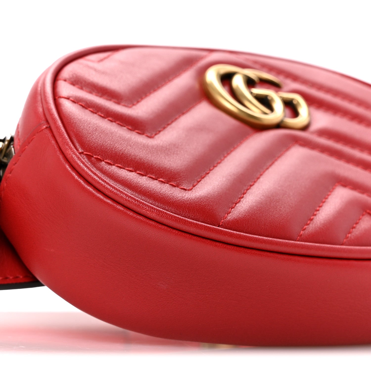 Gucci Calfskin Matelasse GG Marmont Belt Bag 85 34 Hibiscus Red 9 of 12