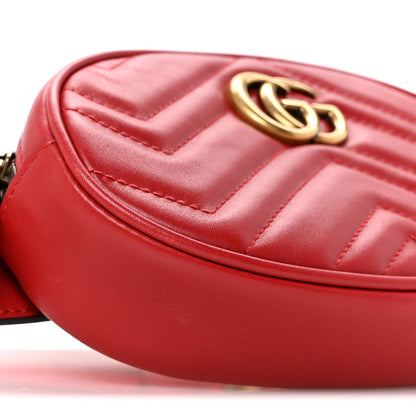 Gucci Calfskin Matelasse GG Marmont Belt Bag 85 34 Hibiscus Red 9 of 12