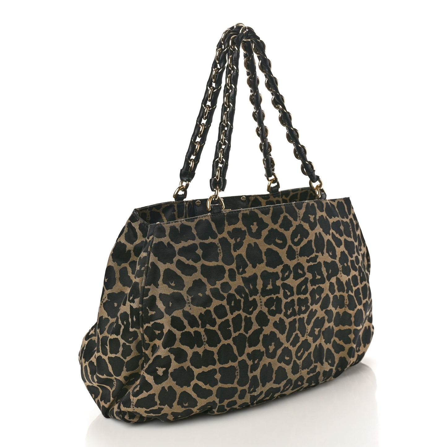 Jacquard Leopard Print Mia Tote Taupe Black