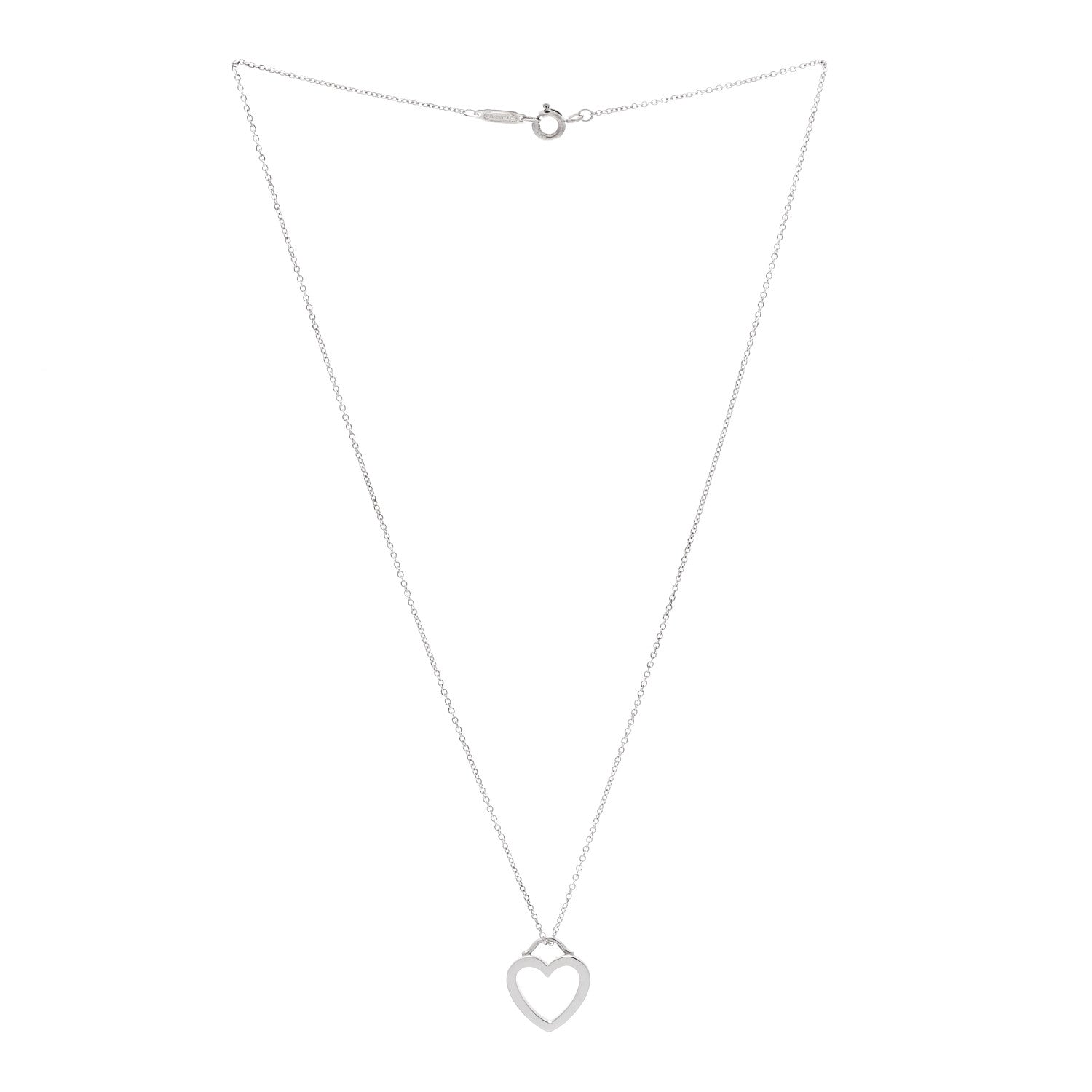 Tiffany Sterling Silver Open Heart Pendant Necklace 3 of 7