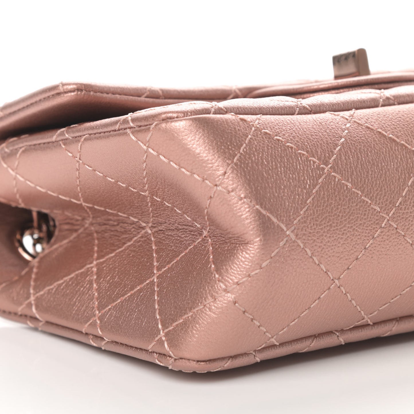 Metallic Grained Calfskin Quilted 2.55 Reissue Mini Flap Copper Pink