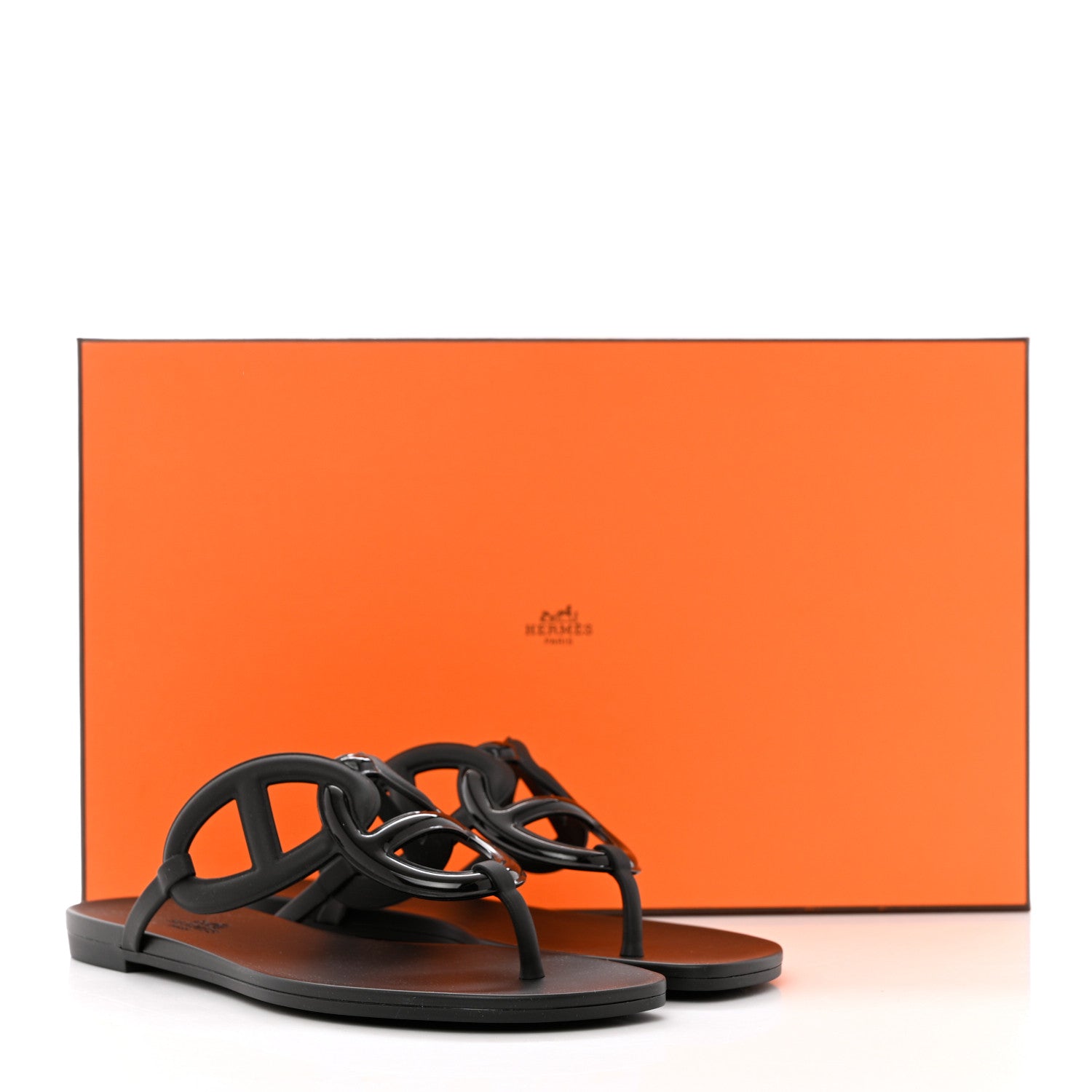 Hermes Rubber Womens Egerie Sandals 38 Black 9 of 9