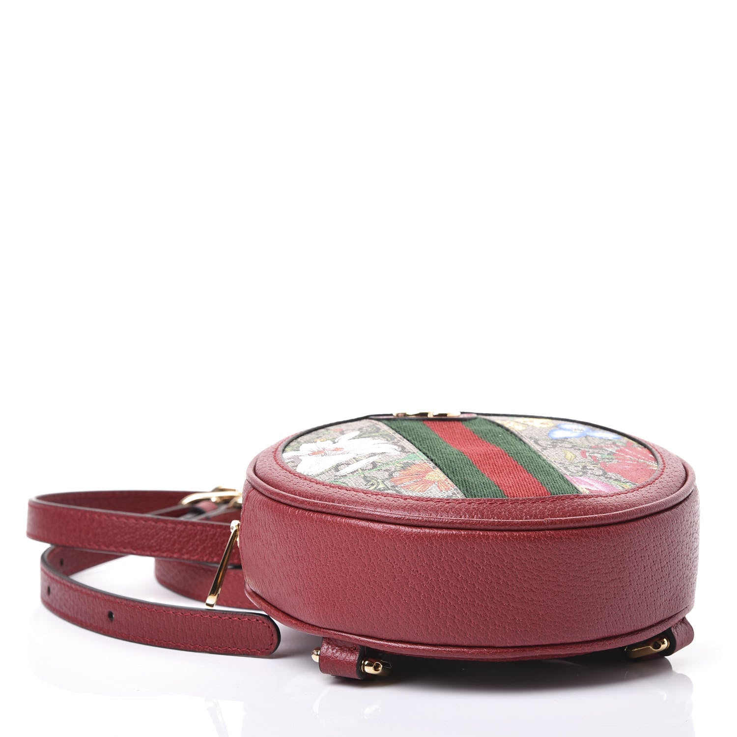 Gucci GG Supreme Monogram Web Flora Mini Ophidia Round Backpack Red 3 of 10