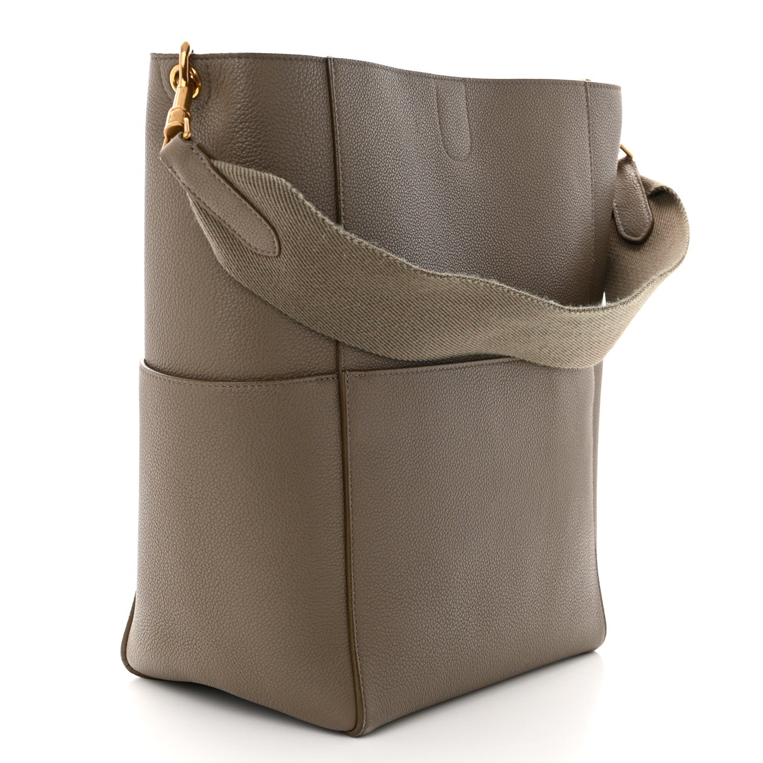 Celine Soft Grained Calfskin Sangle Bucket Bag Taupe 3 of 15