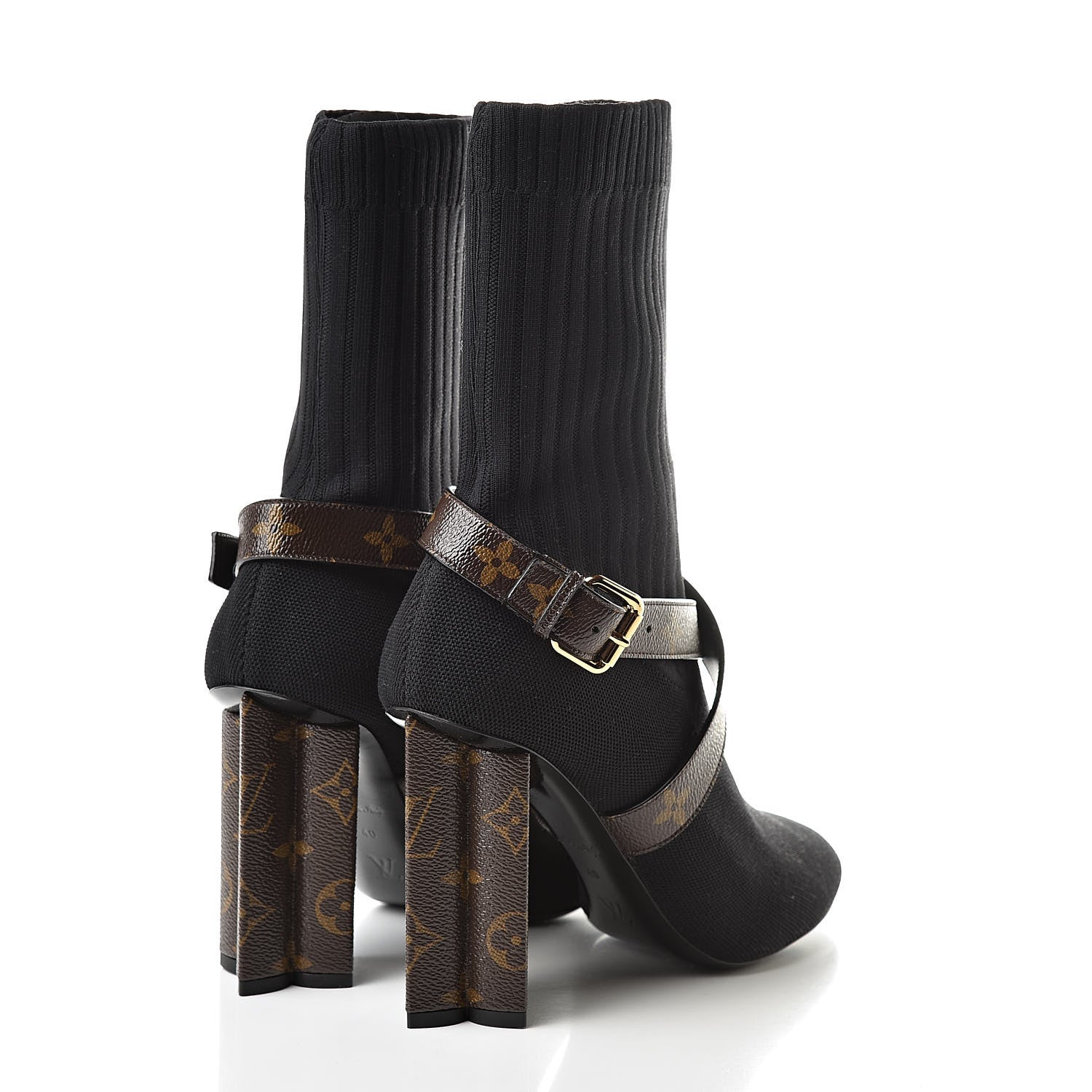Louis Vuitton Monogram Stretch Fabric Silhouette Ankle Boots 40 Black 4 of 7
