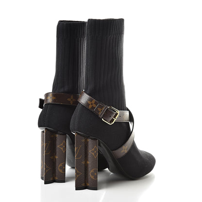 Louis Vuitton Monogram Stretch Fabric Silhouette Ankle Boots 40 Black 4 of 7