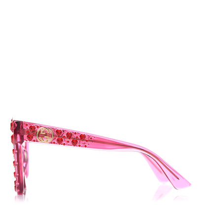 Gucci Acetate Crystal Heart GG0116S Sunglasses Fuchsia 3 of 8