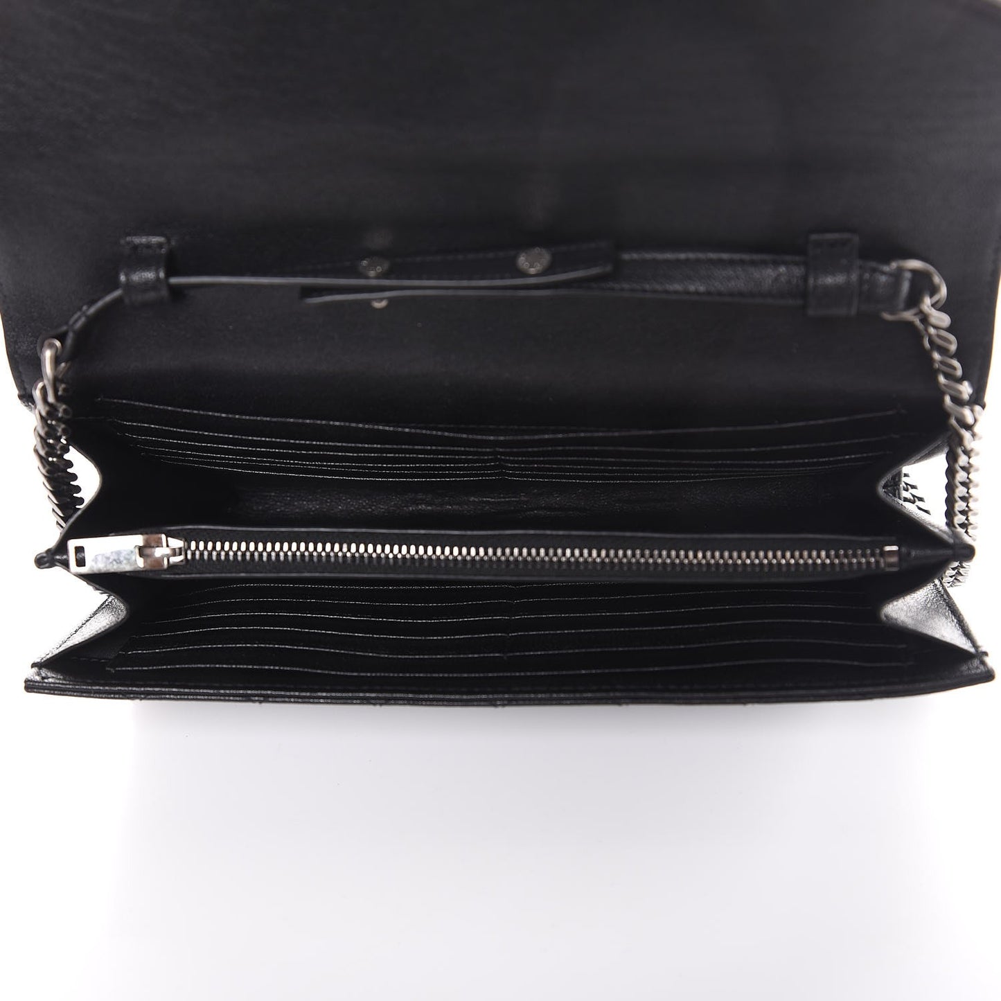 Sheepskin Tri-Quilt Monogram Envelope Chain Wallet Black