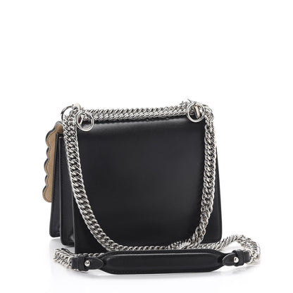 Fendi Vitello Liberty Pearl Scalloped Studded Small Kan I Shoulder Bag Black 3 of 8