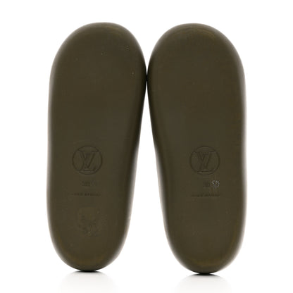 Louis Vuitton Matte Rubber Monogram Embossed Sunbath Slide Sandals 38 Khaki 5 of 9