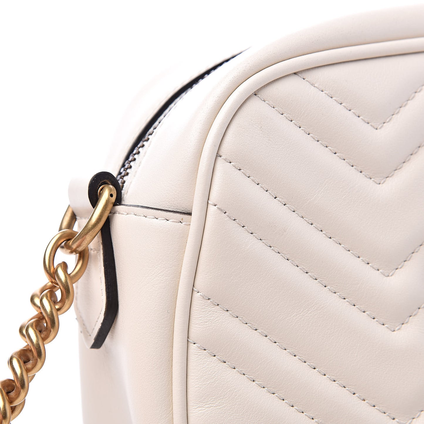 Calfskin Matelasse Small GG Marmont Chain Shoulder Bag White