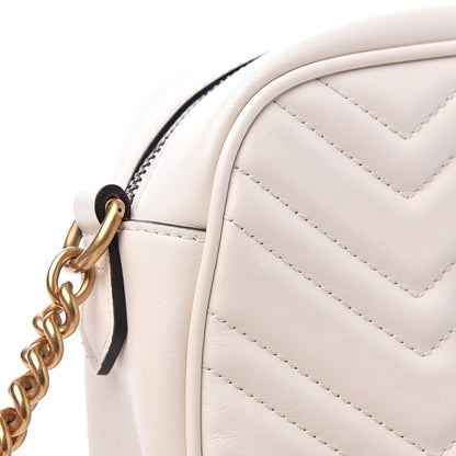 Gucci Calfskin Matelasse Small GG Marmont Chain Shoulder Bag White 12 of 16