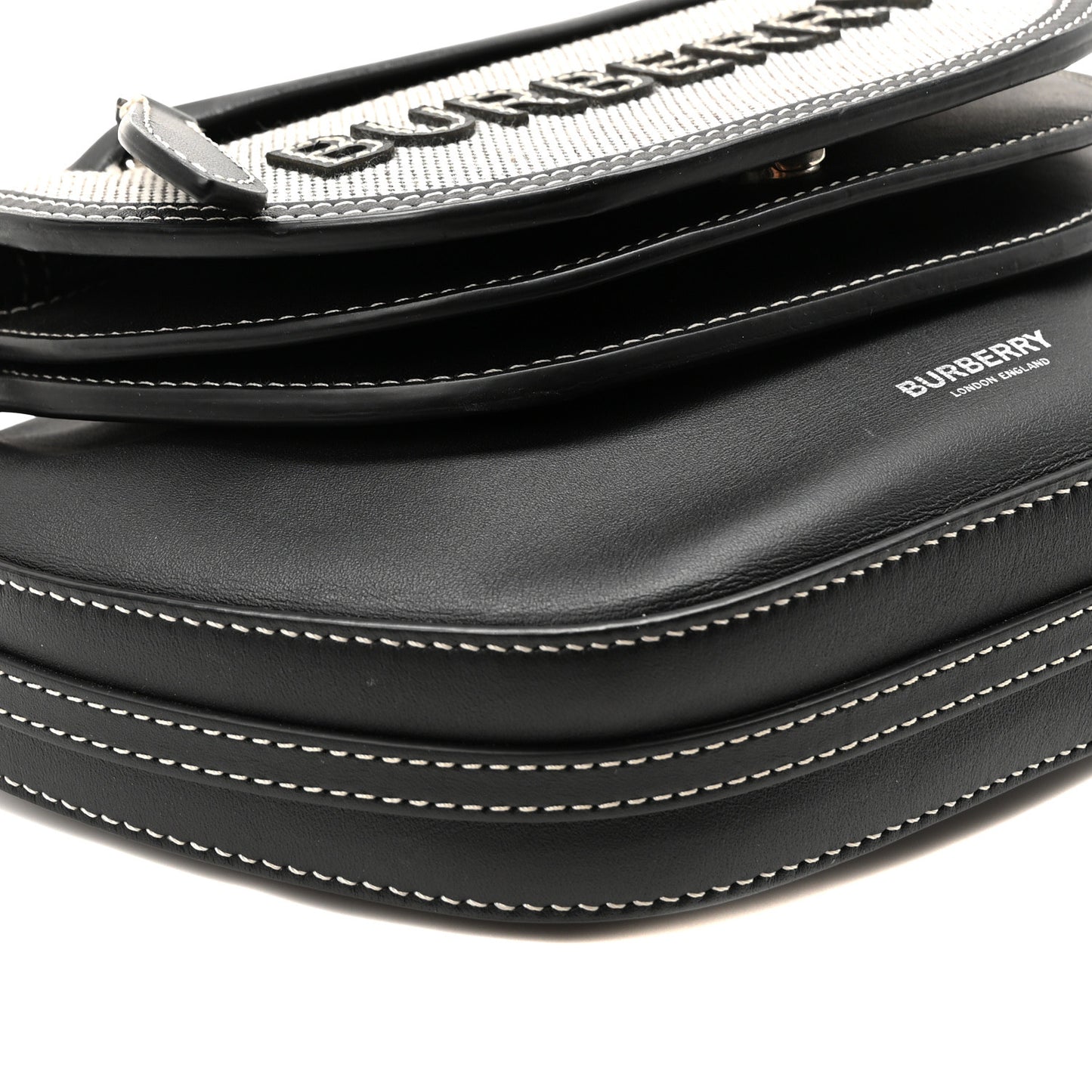 Canvas Horseferry Print Double Olympia Shoulder Bag Black