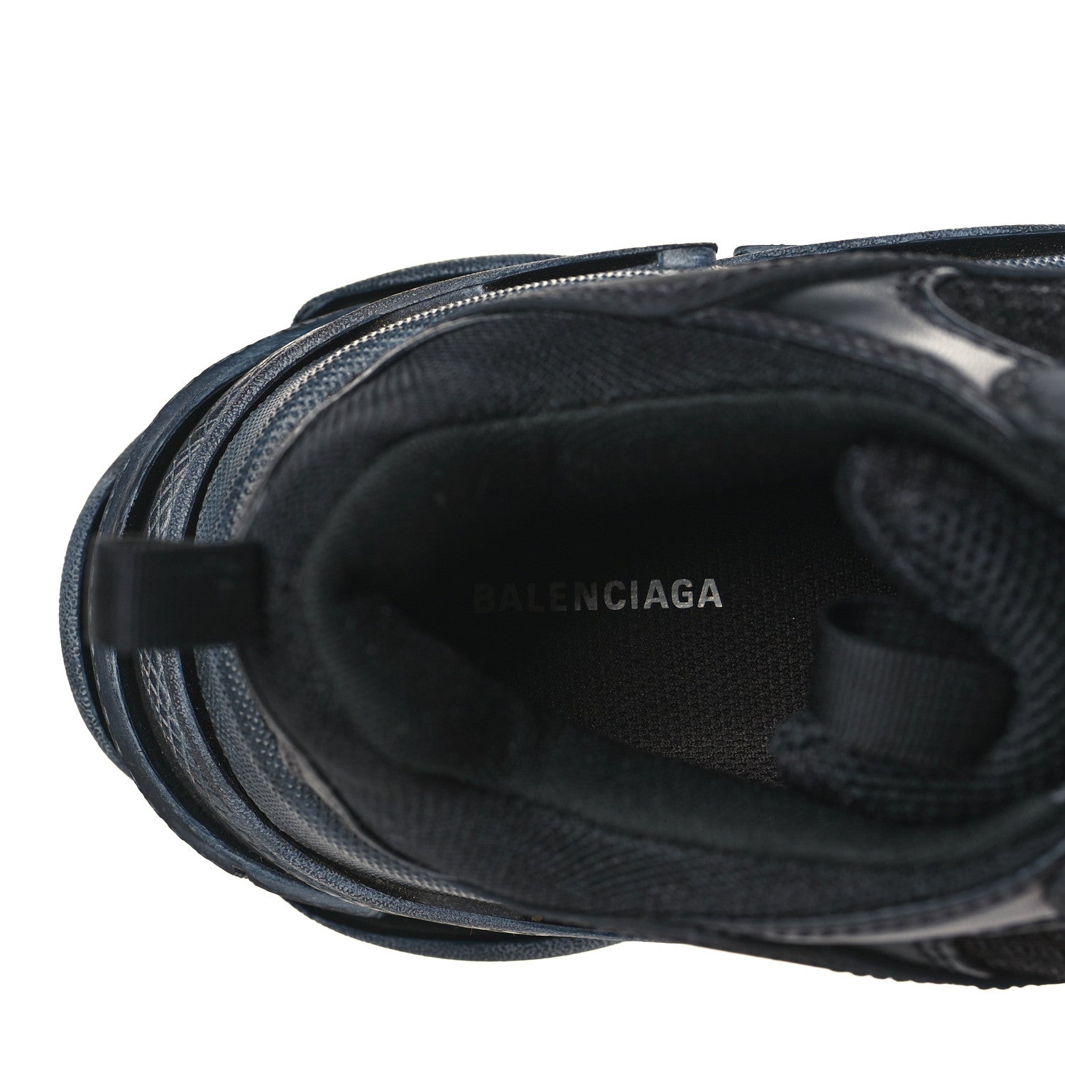 Balenciaga Fabric Mesh Washed Effect Womens Triple S Sneakers 39 Black 6 of 7