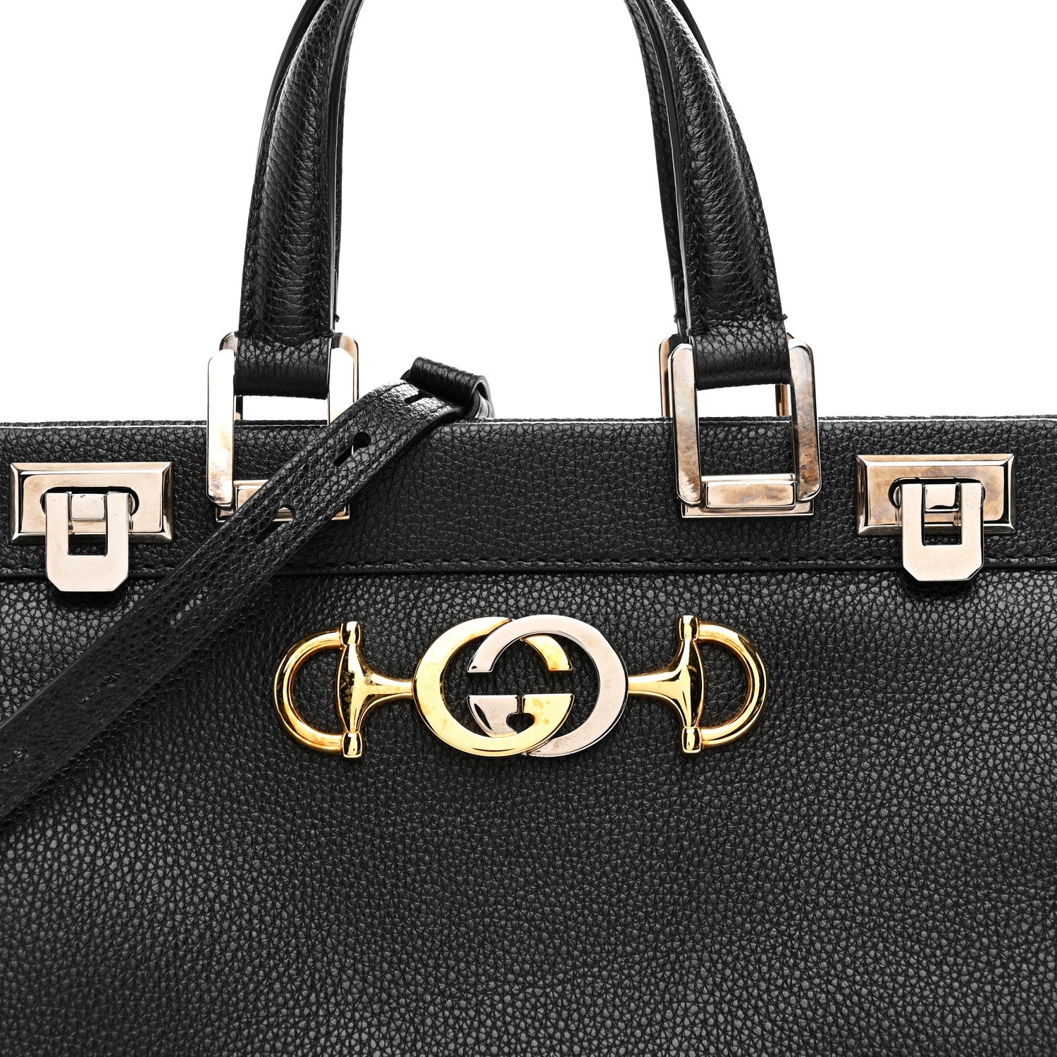 GUCCI バッグ Gucci Grainy Calfskin Small Zumi Top Handle Bag Black 1866526