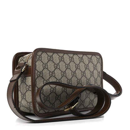 Gucci GG Supreme Monogram Azalea Calfskin Mini Retro Interlocking G Shoulder Bag Beige Ebony Brown Sugar 3 of 11