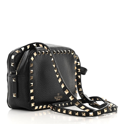 Valentino Garavani Pebbled Calfskin Rockstud Camera Crossbody Bag Black 3 of 10