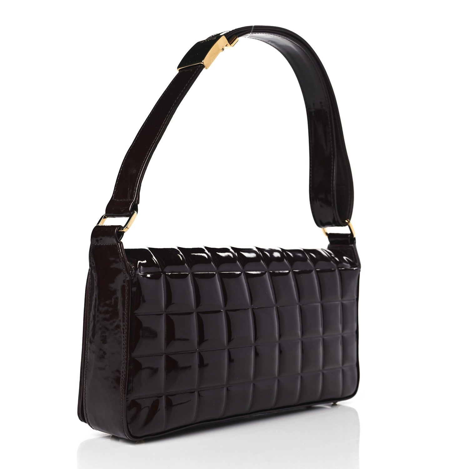 Chanel Patent Chocolate Bar Quilted CC Flap Burgundy 3 of 10