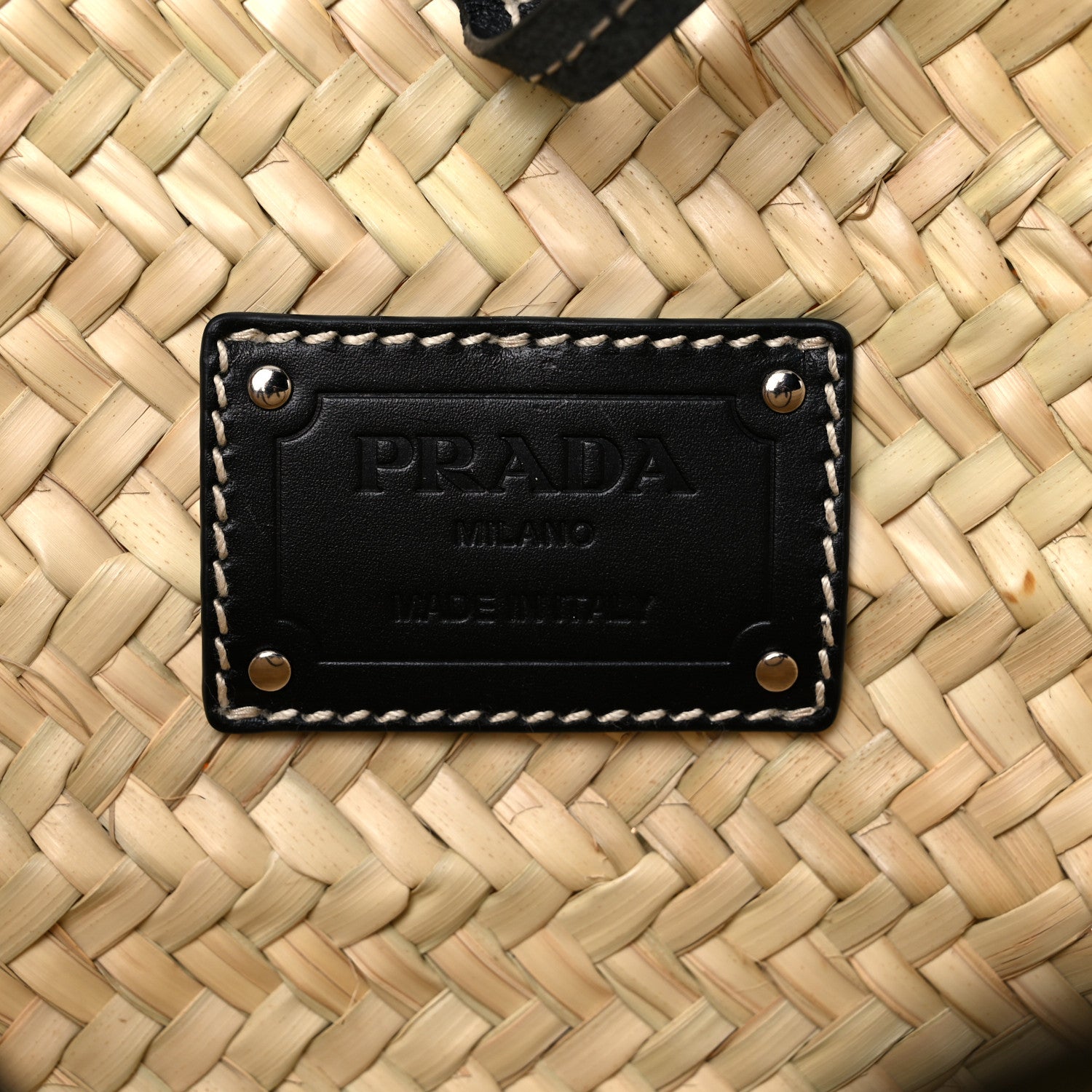 Prada Palmitto Vitello Woven Braided Large Basket Tote Bag Naturale Black 5 of 8