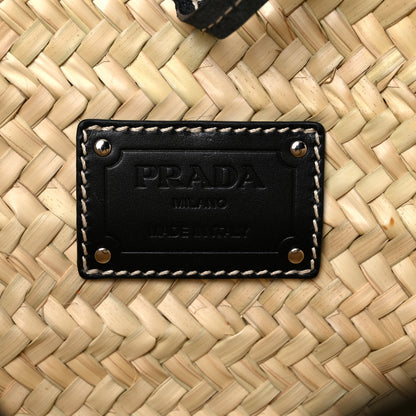 Prada Palmitto Vitello Woven Braided Large Basket Tote Bag Naturale Black 5 of 8